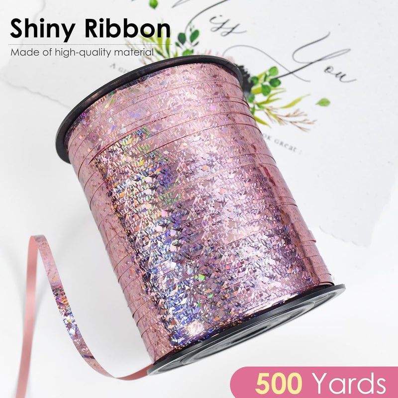 VISPAD Pink Curling Ribbon - 500 Yard Shiny Metallic Curly Gift Ribbon for Wrapping & Floristry - Image 2